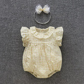 Ruffels Φλοράλ Πριγκίπισσα Φορμάκια Καλοκαιρινή καρό Βαμβακερά Κορίτσια Βρεφικά Ρούχα