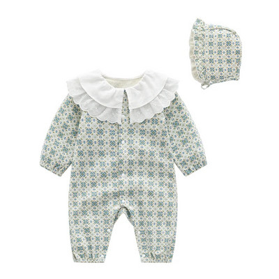 Πουά νεογέννητο κοριτσάκι μακρυμάνικο φθινοπωρινό πριγκίπισσα βρέφος Onesie Ρούχα κοριτσίστικη φόρμα + καπέλα