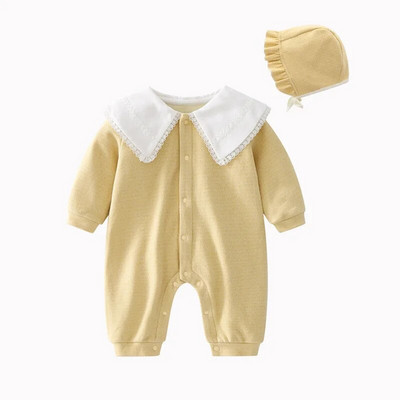 Πουά νεογέννητο κοριτσάκι μακρυμάνικο φθινοπωρινό πριγκίπισσα βρέφος Onesie Ρούχα κοριτσίστικη φόρμα + καπέλα