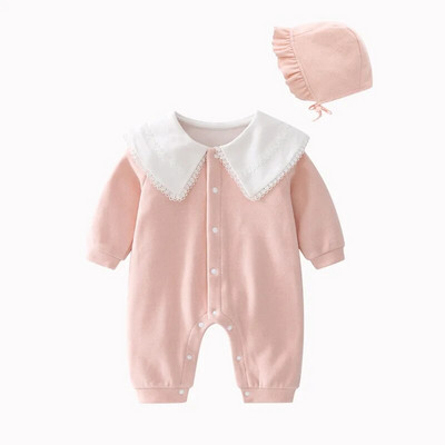 Πουά νεογέννητο κοριτσάκι μακρυμάνικο φθινοπωρινό πριγκίπισσα βρέφος Onesie Ρούχα κοριτσίστικη φόρμα + καπέλα