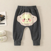 Κορεατικά Ins Φθινόπωρο παντελόνι για κοριτσάκια Βαμβακερό ελαστικό στη μέση Κινούμενα σχέδια μαϊμού βρέφη κοριτσίστικα παντελόνια εμπριμέ φαρδιά παντελόνια για νήπια