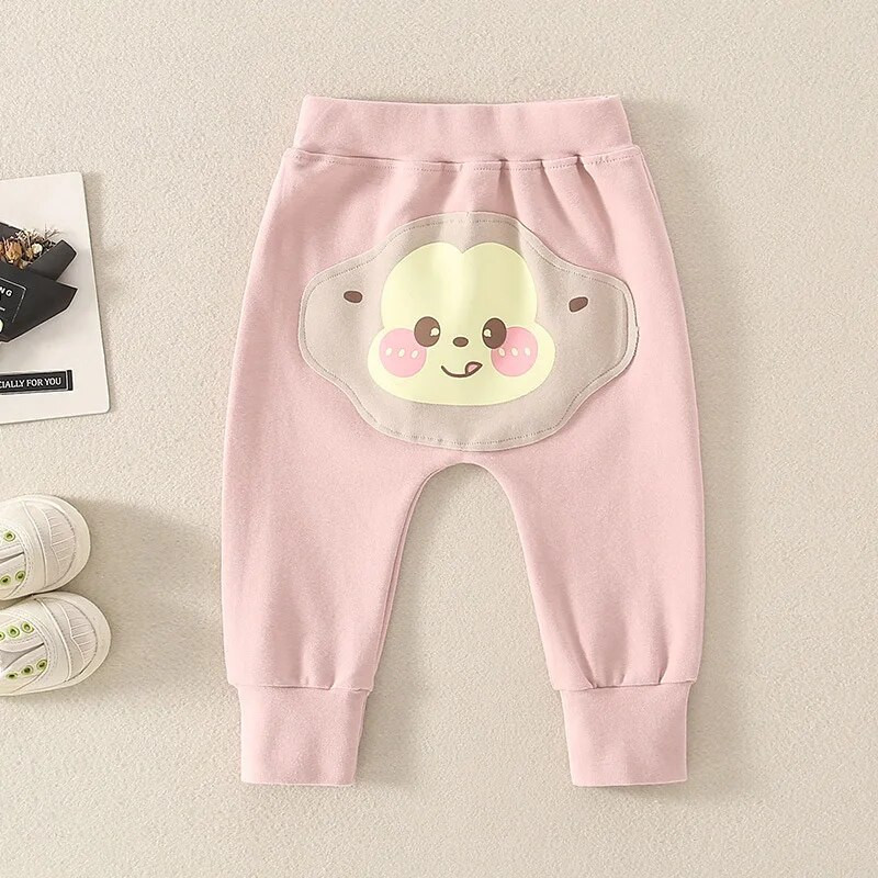 Κορεατικά Ins Φθινόπωρο παντελόνι για κοριτσάκια Βαμβακερό ελαστικό στη μέση Κινούμενα σχέδια μαϊμού βρέφη κοριτσίστικα παντελόνια εμπριμέ φαρδιά παντελόνια για νήπια