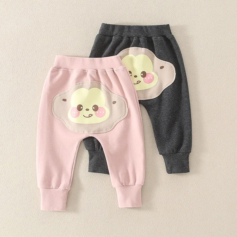 Κορεατικά Ins Φθινόπωρο παντελόνι για κοριτσάκια Βαμβακερό ελαστικό στη μέση Κινούμενα σχέδια μαϊμού βρέφη κοριτσίστικα παντελόνια εμπριμέ φαρδιά παντελόνια για νήπια