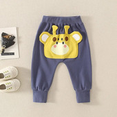 2023. gada Ins rudens mazuļu zēnu bikses kokvilnas multfilma, žirafe, lāpīta zīdaiņu zēnu bikses, brīvas, mīkstas, daudzpusīgas mazuļu zēnu bikses