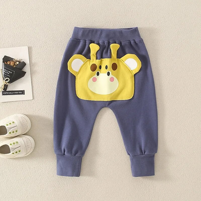 2023. gada Ins rudens mazuļu zēnu bikses kokvilnas multfilma, žirafe, lāpīta zīdaiņu zēnu bikses, brīvas, mīkstas, daudzpusīgas mazuļu zēnu bikses