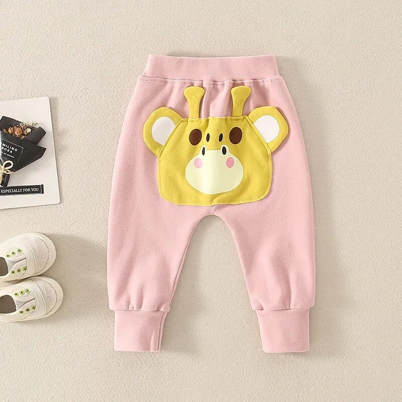 2023. gada Ins rudens mazuļu zēnu bikses kokvilnas multfilma, žirafe, lāpīta zīdaiņu zēnu bikses, brīvas, mīkstas, daudzpusīgas mazuļu zēnu bikses