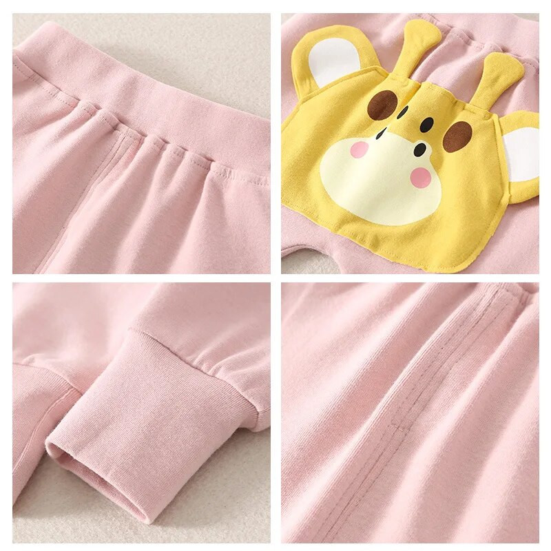 2023. gada Ins rudens mazuļu zēnu bikses kokvilnas multfilma, žirafe, lāpīta zīdaiņu zēnu bikses, brīvas, mīkstas, daudzpusīgas mazuļu zēnu bikses