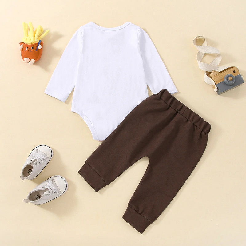 ma&baby 0-18M Νεογέννητο Βρέφος Βρέφος Αγόρια Κοριτσίστικα Ρούχα Σετ χαριτωμένο κέικ τύπωμα Romper Παντελόνι Μικρό μωρό Φθινοπωρινά ρούχα για την άνοιξη