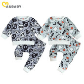 ma&baby 0-24 M Halovīni, zēni, meitenes, apģērbu komplekti ar garām piedurknēm, džemperi, topi Ghost Skull print bikses, kostīmi, mazuļu kostīmi