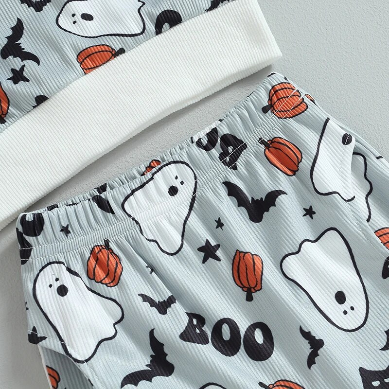 ma&baby 0-24 M Halovīni, zēni, meitenes, apģērbu komplekti ar garām piedurknēm, džemperi, topi Ghost Skull print bikses, kostīmi, mazuļu kostīmi