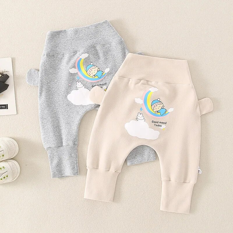 Hlače za djevojčice za jesen 2023. Pamučne hlače za djevojčice s otiskom u duginim bojama i elastičnim strukom Hlače za dojenčad Uobičajene rastezljive hlače za djevojčice Pp