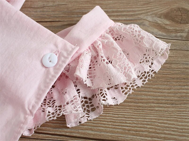 Csecsemő csipke bodyk Fly ujjú fodrok Princess újszülött kislány ruha szett jumpsuit + fejpántok