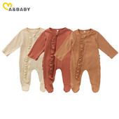 ma&baby 0-6 M jaundzimušā zīdaiņa zīdaiņa, meitenes kombinezons ar volāniem ar garām piedurknēm, rudens pavasara apģērbs