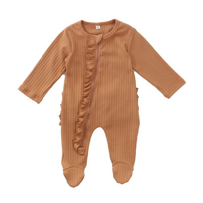 ma&baby 0-6 M jaundzimušā zīdaiņa zīdaiņa, meitenes kombinezons ar volāniem ar garām piedurknēm, rudens pavasara apģērbs