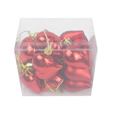 12 τμχ Πλαστικό Στολίδι Καρδιάς για Χριστουγεννιάτικα Δέντρα Διακόσμηση Χριστουγεννιάτικες μπάλες Διακοσμήσεις για Κρεμαστές Σπίτι Κρεμαστές Γάμου Προμήθειες σχήμα καρδιάς