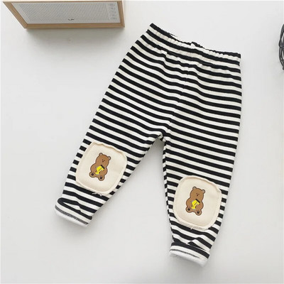 Zimske donje hlače za djevojčice plus prugaste hlače za djevojčice od baršunastog medvjeda Pamučne gornje odjeće za djevojčice