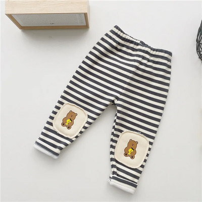 Zimske donje hlače za djevojčice plus prugaste hlače za djevojčice od baršunastog medvjeda Pamučne gornje odjeće za djevojčice