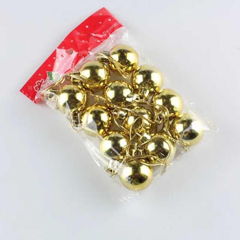 3 cm-es klasszikus divatos műanyag karácsonyi golyós függő díszek, kiváló minőségű galvanizált fényes karácsonyfadísz