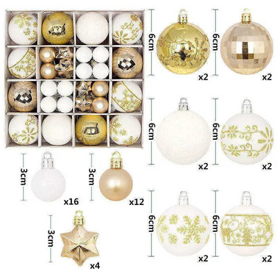 Σετ στολίδια δέντρου για πάρτι σπιτιού Πολύχρωμη μπάλα Χριστουγεννιάτικες μπάλες στολίδια 42τμ 6cm 3cm Μεγάλη Χριστουγεννιάτικη Μπάλα Χριστουγέννων