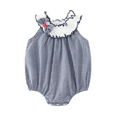 Καλοκαιρινό νεογέννητο κορμάκι Βαμβακερό αμάνικο φιόγκο καρό κοριτσίστικα φορμάκια Onesie ρούχα
