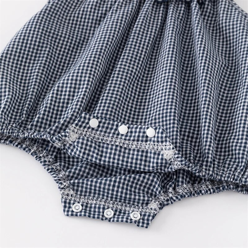 Καλοκαιρινό νεογέννητο κορμάκι Βαμβακερό αμάνικο φιόγκο καρό κοριτσίστικα φορμάκια Onesie ρούχα