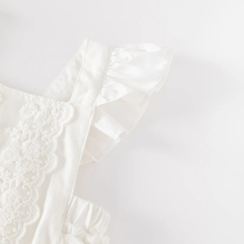 Bodiji s letnjim rukavima i volanima od čipke za djevojčice Kombinezoni za novorođenčad s trakama za glavu za ljetnu odjeću