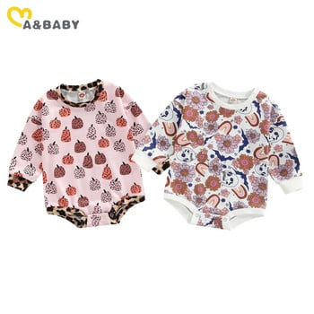 Ma&Baby 0-24M 1st Хелоуин Костюми за бебе момичета Гащеризон с дълъг ръкав за новородени бебета Тиквен комбинезон с цветна дъга