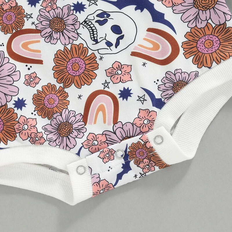 Ma&Baby 0-24M 1st Halloween Κοστούμια μωρού κοριτσιού με μακρυμάνικη φόρμα νήπιο νεογέννητο βρέφος κολοκύθας λουλουδάτο φόρμα ουράνιου τόξου