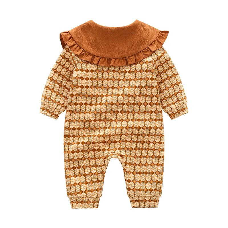 Zima Jesen Hlače za novorođenčad Jacquard sklopivi ovratnik Princess Infant Girls Kombinezon + šeširi