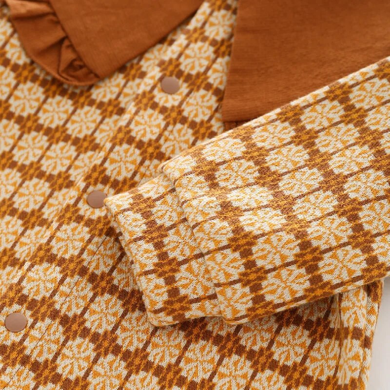 Zima Jesen Hlače za novorođenčad Jacquard sklopivi ovratnik Princess Infant Girls Kombinezon + šeširi