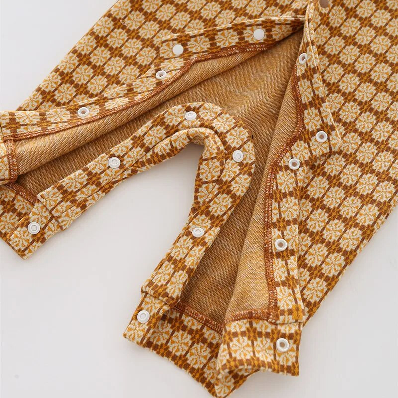 Zima Jesen Hlače za novorođenčad Jacquard sklopivi ovratnik Princess Infant Girls Kombinezon + šeširi