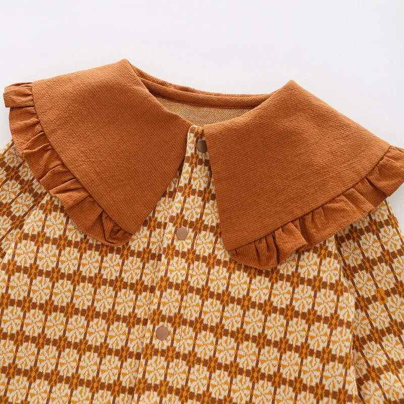 Zima Jesen Hlače za novorođenčad Jacquard sklopivi ovratnik Princess Infant Girls Kombinezon + šeširi