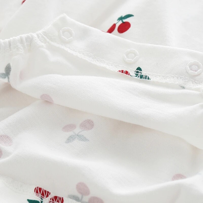 Βολάν Εκτύπωση Cherry Summer Cotton Νεογέννητο κοριτσάκι Ολόσωμο Ολόσωμο Ολόσωμο Ρούχα