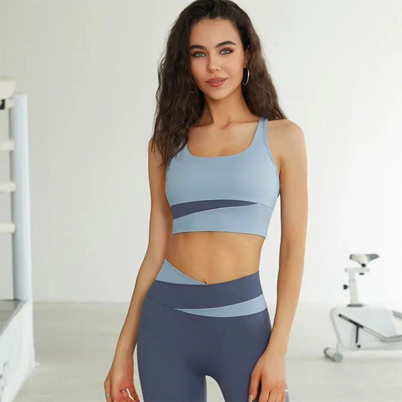 Splicing Seamless Set Yoga Ρούχα γυμναστικής Γυναικεία Ρούχα γυμναστικής Σετ γυμναστικής ψηλόμεση Αθλητική στολή Γιόγκα στολή γυμναστικής