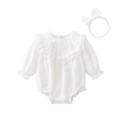 Ανοιξιάτικα φθινοπωρινά φορμάκια για κοριτσάκια βαμβακερά μακρυμάνικα λευκά δαντέλα Κορίτσια φόρμες πριγκίπισσας