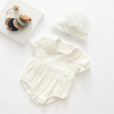 Fodor csipke Summe baba bodyk rövid ujjú pamut tipegő gyerekek lányok jumpsuitek születésnapi ruhák egynemű