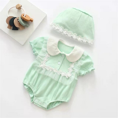 Fodor csipke Summe baba bodyk rövid ujjú pamut tipegő gyerekek lányok jumpsuitek születésnapi ruhák egynemű