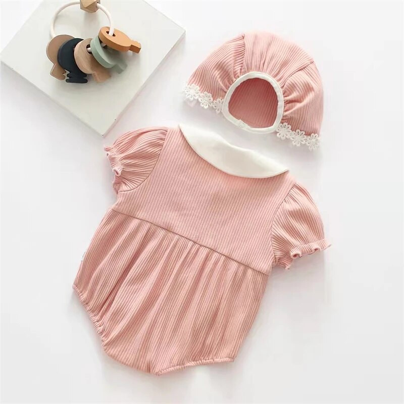 Fodor csipke Summe baba bodyk rövid ujjú pamut tipegő gyerekek lányok jumpsuitek születésnapi ruhák egynemű