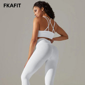 Sporta apģērbs sievietei Bezšuvju jogas komplekts Atbalstošs sporta krūšturis ar augstu vidukli legingi Divdaļīgs uzvalks fitnesa sporta zāles apģērbam