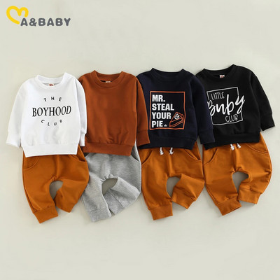 ma&baby 0-3Y Kompleti odjeće za malu djecu, novorođenčad, dojenčad, dječake, ležerne majice s dugim rukavima s pismom, hlače, odjeća za proljeće i jesen