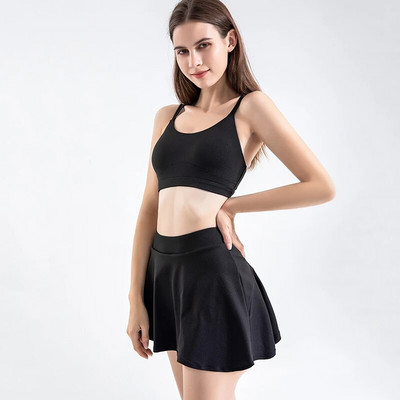 SOISOU Nylon Gym Yoga Fitness Γυναικεία σορτς Σετ Τέννις Φούστα γκολφ Σουτιέν αθλητικό σουτιέν Ποδηλατικό σορτς ελαστικό αναπνεύσιμο γυναικεία ρούχα