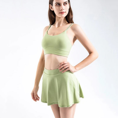 SOISOU Nylon Gym Yoga Fitness Γυναικεία σορτς Σετ Τέννις Φούστα γκολφ Σουτιέν αθλητικό σουτιέν Ποδηλατικό σορτς ελαστικό αναπνεύσιμο γυναικεία ρούχα