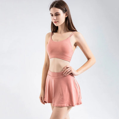 SOISOU Nylon Gym Yoga Fitness Γυναικεία σορτς Σετ Τέννις Φούστα γκολφ Σουτιέν αθλητικό σουτιέν Ποδηλατικό σορτς ελαστικό αναπνεύσιμο γυναικεία ρούχα