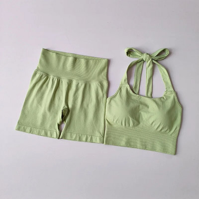 2023 Απρόσκοπτη τζόκινγκ γυμναστήριο Halter Γυναικείο σετ γιόγκα Αθλητικό σουτιέν Κολάν ψηλόμεσο Scrunch Activewear Στολή προπόνησης