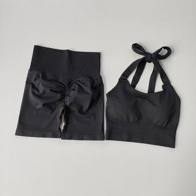 2023 Απρόσκοπτη τζόκινγκ γυμναστήριο Halter Γυναικείο σετ γιόγκα Αθλητικό σουτιέν Κολάν ψηλόμεσο Scrunch Activewear Στολή προπόνησης