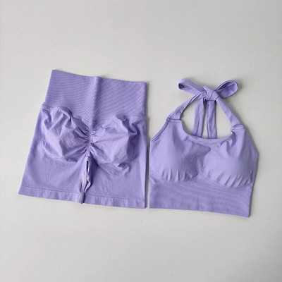 2023 Απρόσκοπτη τζόκινγκ γυμναστήριο Halter Γυναικείο σετ γιόγκα Αθλητικό σουτιέν Κολάν ψηλόμεσο Scrunch Activewear Στολή προπόνησης