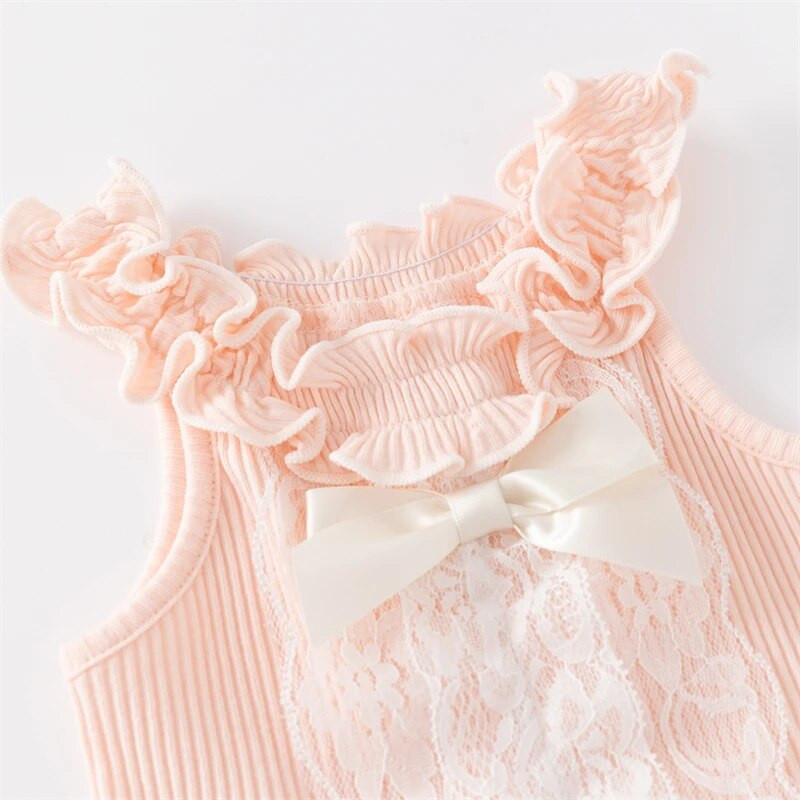 Ruffels Lace Νεογέννητα Βρεφικά Φορμάκια Βαμβακερά Αμάνικα Καλοκαιρινή Πριγκίπισσα Κορίτσια Φορμάκια Ρούχα