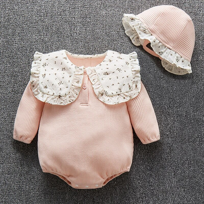 Točkasti proljetni jesenski bodi za novorođenčad s dugim rukavima Princess kombinezon za dojenčad + šeširi