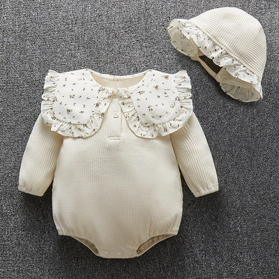 Točkasti proljetni jesenski bodi za novorođenčad s dugim rukavima Princess kombinezon za dojenčad + šeširi