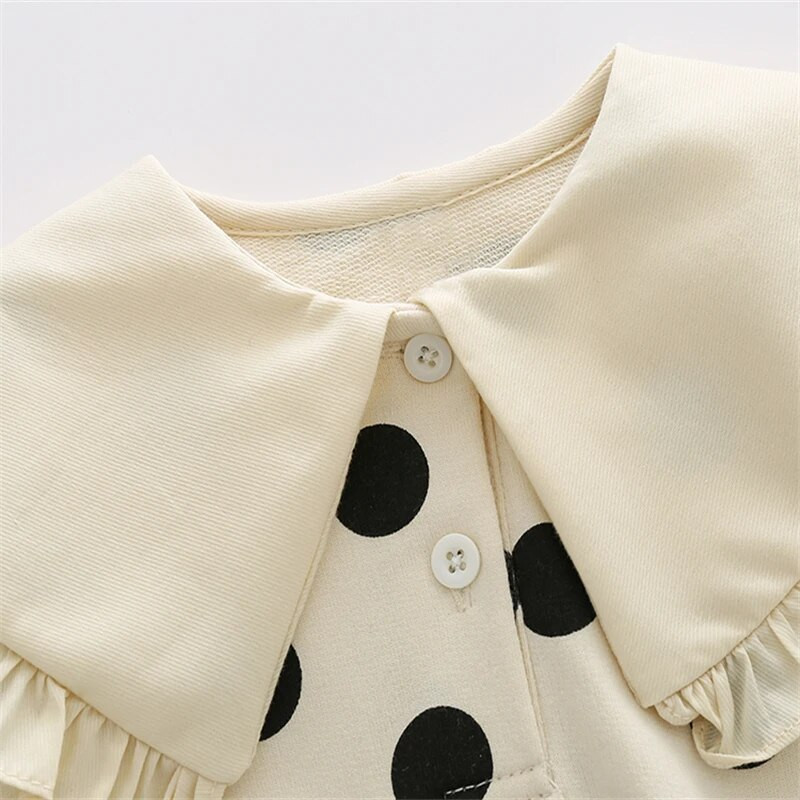 Točkasti proljetni jesenski bodi za novorođenčad s dugim rukavima Princess kombinezon za dojenčad + šeširi